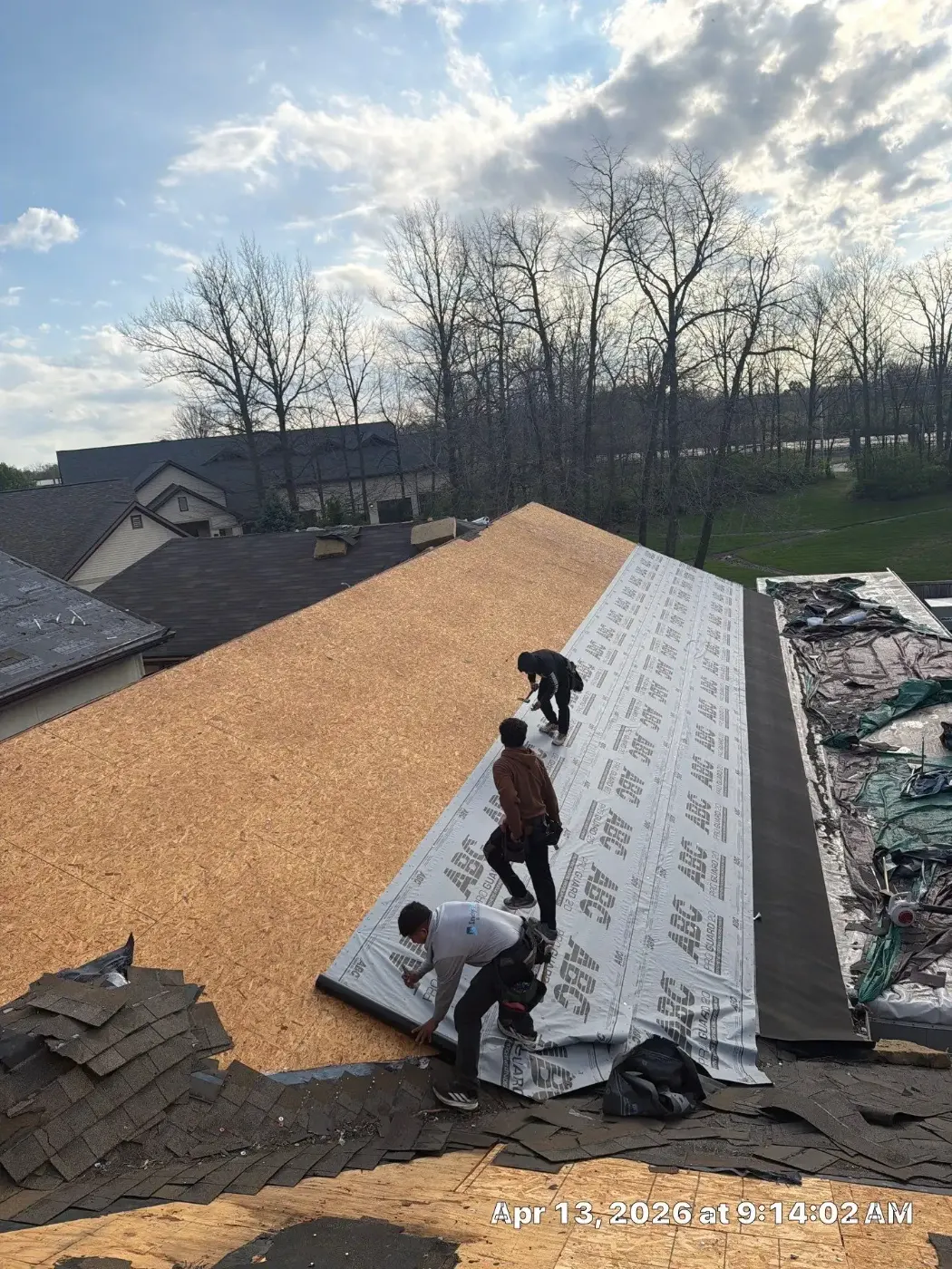 Tarping and dry-in on a Terre Haute commercial roof